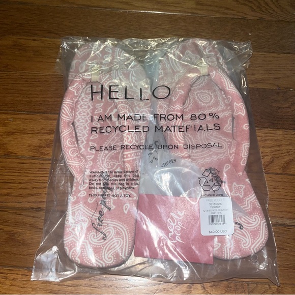 Free People Pink Verdra Organic Sandals Thong Toe Flip Flops Women’s 8.5 / EU 39 - Picture 6 of 7